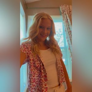 White floral over shirt.